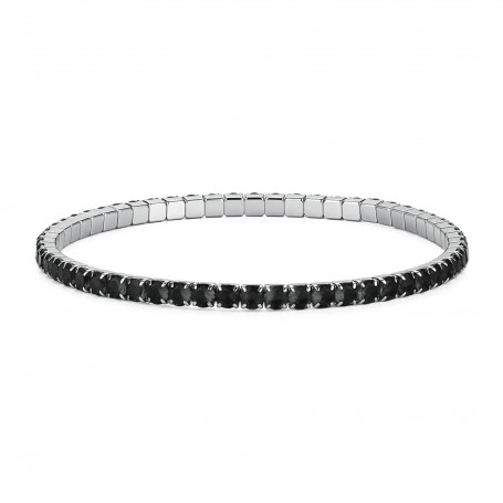 SAGAPO - COLLEZIONE TRICKY - BRACCIALE TENNIS ELESTICO IN ACCIAIO CON CUBIC ZIRCONIA NERI