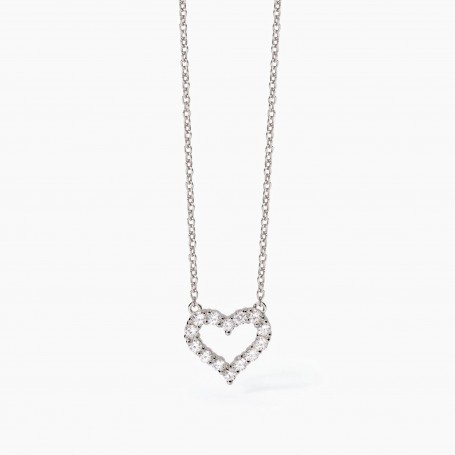 MABINA - COLLEZIONE HAPPY LOVE - GIROCOLLO DA DONNA IN ARGENTO CON CUORE E ZIRCONI