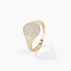 MABINA - COLLEZIONE CHEVALIER - ANELLO CHEVALIER IN ARGENTO PLACCATO ORO CON PAVÈ DI ZIRCONI