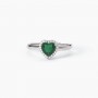 MABINA - COLLEZIONE LOVE AFFAIR - ANELLO IN ARGENTO CON SMERALDO SINTETICO A CUORE E ZIRCONI
