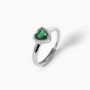MABINA - COLLEZIONE LOVE AFFAIR - ANELLO IN ARGENTO CON SMERALDO SINTETICO A CUORE E ZIRCONI