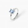 MABINA - COLLEZIONE BATTITO - ANELLO DONNA IN ARGENTO CON ACQUAMARINA SINTETICA TAGLIO PRINCESS E ZIRCONI