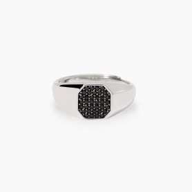 MABINA - COLLEZIONE PRIMO CAPITANO - ANELLO UOMO IN ARGENTO CON ZIRCONI NERI