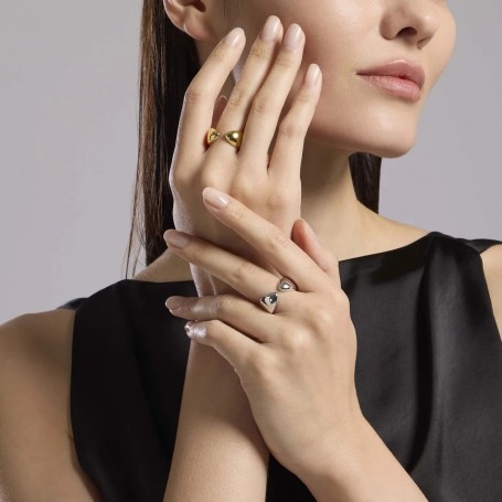 MABINA - COLLEZIONE NEW ERA - ANELLO REGOLABILE CHUNKY IN ARGENTO DORATO