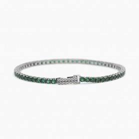 MABINA - COLLEZIONE TENNIS CLUB - BRACCIALE TENNIS DA UOMO CON SMERALDI SINTETICI