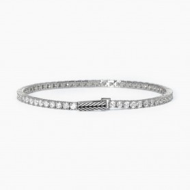 MABINA - COLLEZIONE TENNIS CLUB - BRACCIALE TENNIS IN ARGENTO RODIATO CON ZIRCONI BIANCHI