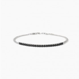 MABINA - COLLEZIONE MIDNIGHT - BRACCIALE CON CATENA GROUMETTE E TENNIS DI ZIRCONI
