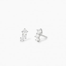 MABINA - COLLEZIONE LITTLE JOY - ORECCHINI A LOBO IN ARGENTO CON TRILOGY DI ZIRCONI