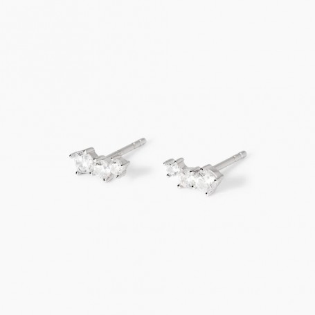 MABINA - COLLEZIONE LITTLE JOY - ORECCHINI A LOBO IN ARGENTO CON TRILOGY DI ZIRCONI