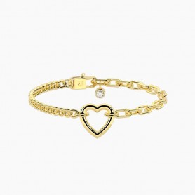 KIDULT - COLLEZIONE DUETTO - BRACCIALE COMPONIBILE CON CATENA GROUMETTE E A MAGLIE ALLUNGATE IN ACCIAIO DORATO