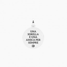 KIDULT - COLLEZIONE FAMILY - CIONDOLO CON SCRITTA SORELLA ED ELEMENTO CUORE