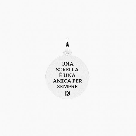 KIDULT - COLLEZIONE FAMILY - CIONDOLO CON SCRITTA SORELLA ED ELEMENTO CUORE