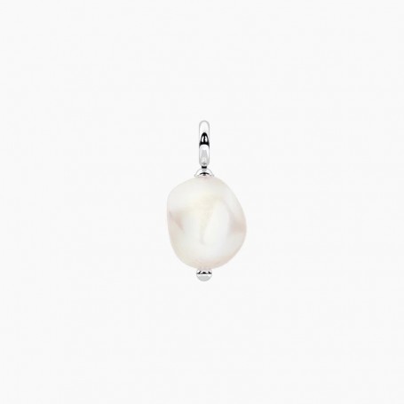 KIDULT - COLLEZIONE ENERGY STONE - CIONDOLO IN ACCIAIO CON PERLA CONCHIGLIA BAROCCA
