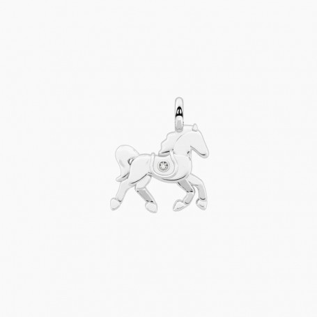 KIDULT - COLLEZIONE SYMBOLS - CIONDOLO CAVALLINO IN ACCIAIO CON CRISTALLO