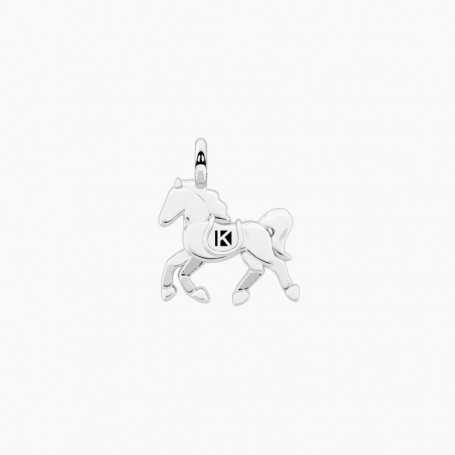 KIDULT - COLLEZIONE SYMBOLS - CIONDOLO CAVALLINO IN ACCIAIO CON CRISTALLO