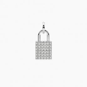 KIDULT - COLLEZIONE SYMBOLS - CIONDOLO LUCCHETTO IN ACCIAIO CON CRISTALLI