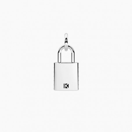 KIDULT - COLLEZIONE SYMBOLS - CIONDOLO LUCCHETTO IN ACCIAIO CON CRISTALLI