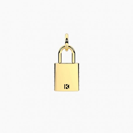 KIDULT - COLLEZIONE SYMBOLS - CIONDOLO LUCCHETTO IN ACCIAIO DORATO CON CRISTALLI