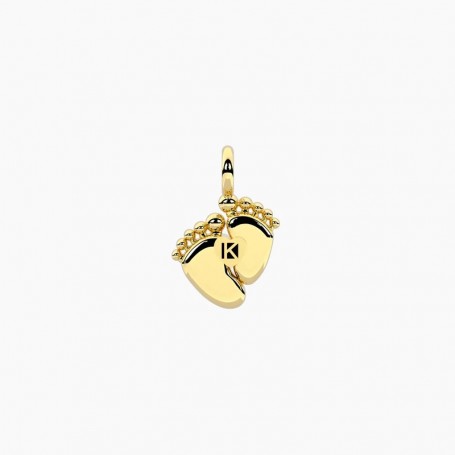 KIDULT - COLLEZIONE SYMBOLS - CIONDOLO PIEDINI IN ACCIAIO DORATO CON CRISTALLI