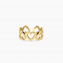 KIDULT - COLLEZIONE STYLE 103 - ANELLO APERTO IN ACCIAIO DORATO CON CUORI MARTELLATI