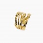 KIDULT - COLLEZIONE STYLE 104 - ANELLO APERTO MULTIFILO IN ACCIAIO DORATO MARTELLATO