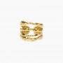 KIDULT - COLLEZIONE STYLE 104 - ANELLO APERTO MULTIFILO IN ACCIAIO DORATO MARTELLATO