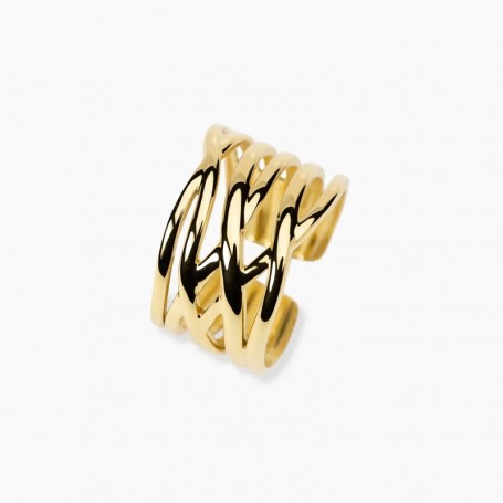 KIDULT - COLLEZIONE STYLE 104 - ANELLO APERTO MULTIFILO IN ACCIAIO DORATO