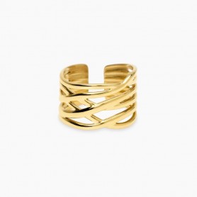 KIDULT - COLLEZIONE STYLE 104 - ANELLO APERTO MULTIFILO IN ACCIAIO DORATO