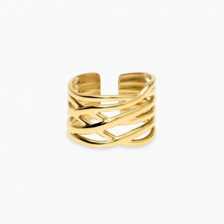 KIDULT - COLLEZIONE STYLE 104 - ANELLO APERTO MULTIFILO IN ACCIAIO DORATO
