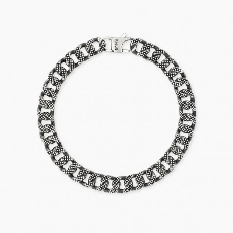 KIDULT - COLLEZIONE STYLE 43 - BRACCIALE UOMO IN ACCIAIO CON CATENA GROUMETTE DIAMANTATA