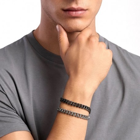 KIDULT - COLLEZIONE STYLE 43 - BRACCIALE UOMO IN ACCIAIO CON CATENA GROUMETTE DIAMANTATA
