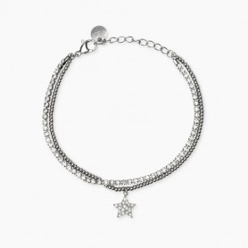 KIDULT - COLLEZIONE STYLE 100 - BRACCIALE TENNIS IN ACCIAIO CON SFERE E CIONDOLO STELLA