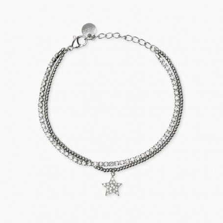 KIDULT - COLLEZIONE STYLE 100 - BRACCIALE TENNIS IN ACCIAIO CON SFERE E CIONDOLO STELLA