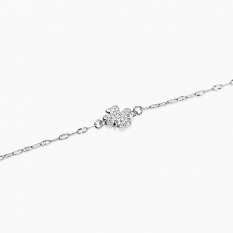 KIDULT - COLLEZIONE STYLE 99 - BRACCIALE IN ACCIAIO CON CATENA MARTELLATA E CIONDOLO QUADRIFOGLIO