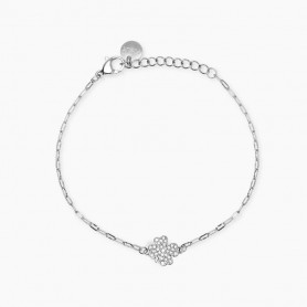 KIDULT - COLLEZIONE STYLE 99 - BRACCIALE IN ACCIAIO CON CATENA MARTELLATA E CIONDOLO QUADRIFOGLIO