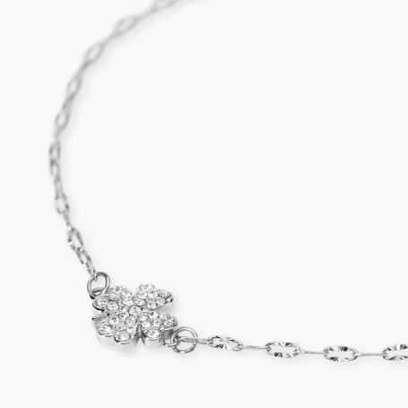KIDULT - COLLEZIONE STYLE 99 - BRACCIALE IN ACCIAIO CON CATENA MARTELLATA E CIONDOLO QUADRIFOGLIO