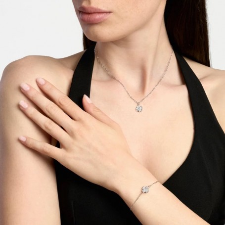 KIDULT - COLLEZIONE STYLE 99 - BRACCIALE IN ACCIAIO CON CATENA MARTELLATA E CIONDOLO QUADRIFOGLIO