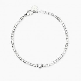 KIDULT - COLLEZIONE STYLE 102 - BRACCIALE TENNIS IN ACCIAIO CON CUORE IN ZIRCONE