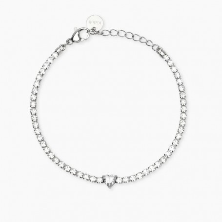 KIDULT - COLLEZIONE STYLE 102 - BRACCIALE TENNIS IN ACCIAIO CON CUORE IN ZIRCONE