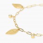 KIDULT - COLLEZIONE STYLE 91 - BRACCIALE IN ACCIAIO DORATO CON CATENA MARTELLATA E CIONDOLI FOGLIA