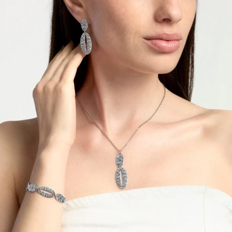 KIDULT - COLLEZIONE STYLE 90 - BRACCIALE IN ACCIAIO CON ELEMENTI OVALI MARTELLATI