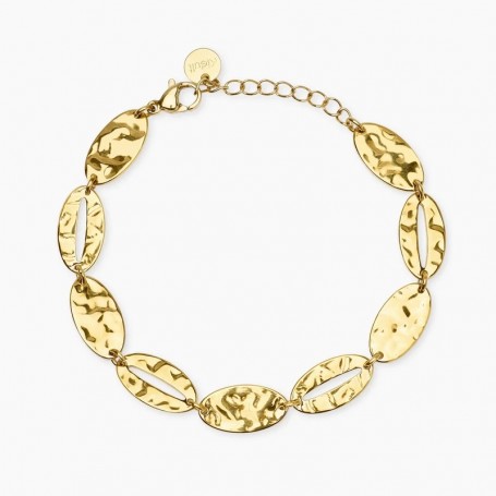 KIDULT - COLLEZIONE STYLE 90 - BRACCIALE IN ACCIAIO DORATO CON ELEMENTI OVALI MARTELLATI