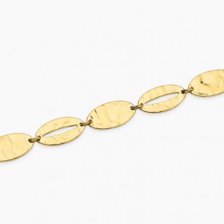 KIDULT - COLLEZIONE STYLE 90 - BRACCIALE IN ACCIAIO DORATO CON ELEMENTI OVALI MARTELLATI