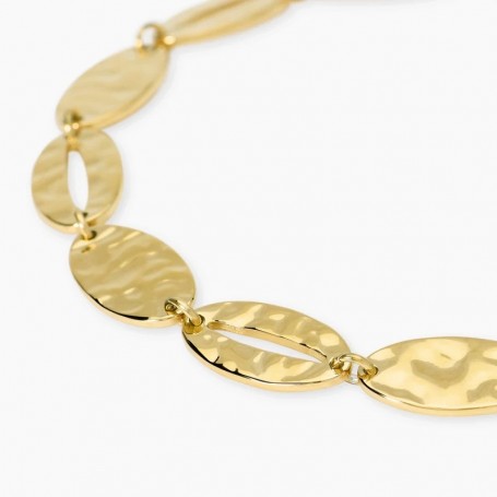 KIDULT - COLLEZIONE STYLE 90 - BRACCIALE IN ACCIAIO DORATO CON ELEMENTI OVALI MARTELLATI