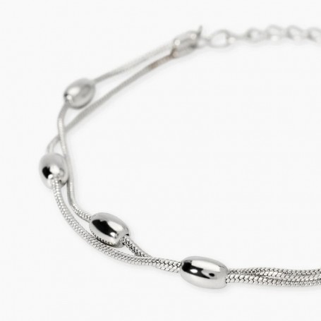 KIDULT - COLLEZIONE STYLE 85 - BRACCIALE IN ACCIAIO CON CATENE SNAKE ED ELEMENTI OVALI