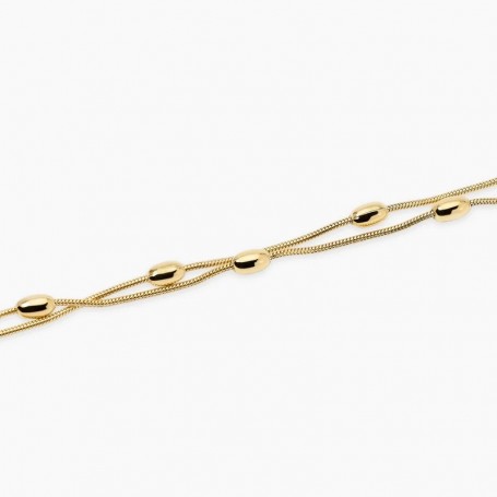 KIDULT - COLLEZIONE STYLE 85 - BRACCIALE IN ACCIAIO DORATO CON CATENE SNAKE ED ELEMENTI OVALI