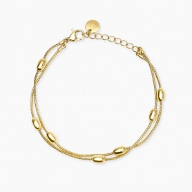 KIDULT - COLLEZIONE STYLE 85 - BRACCIALE IN ACCIAIO DORATO CON CATENE SNAKE ED ELEMENTI OVALI