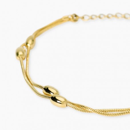 KIDULT - COLLEZIONE STYLE 85 - BRACCIALE IN ACCIAIO DORATO CON CATENE SNAKE ED ELEMENTI OVALI