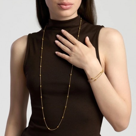 KIDULT - COLLEZIONE STYLE 85 - BRACCIALE IN ACCIAIO DORATO CON CATENE SNAKE ED ELEMENTI OVALI