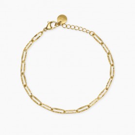 KIDULT - COLLEZIONE STYLE 93 - BRACCIALE IN ACCIAIO DORATO CON ELEMENTI MARTELLATI
